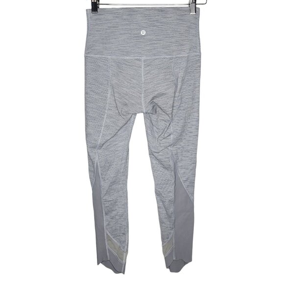 Lululemon Wunder Under Crop High Rise Roll Down Scalloped Leggings Gray Size 4 - Picture 2 of 4